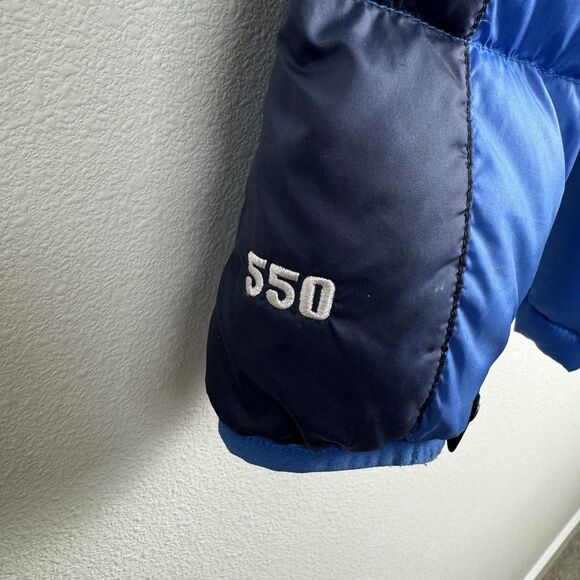 The North Face 550 Puffer Jacket Boys XL 18/20 Goose Down Full Zip Coat Blue - Picture 10 of 11